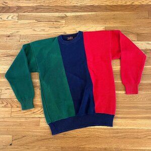 Vintage 90s Colorblock Knit Cotton John Ashford Sweater - Men's Medium